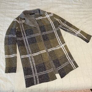 Joseph Green and Gray Plaid Cardigan
